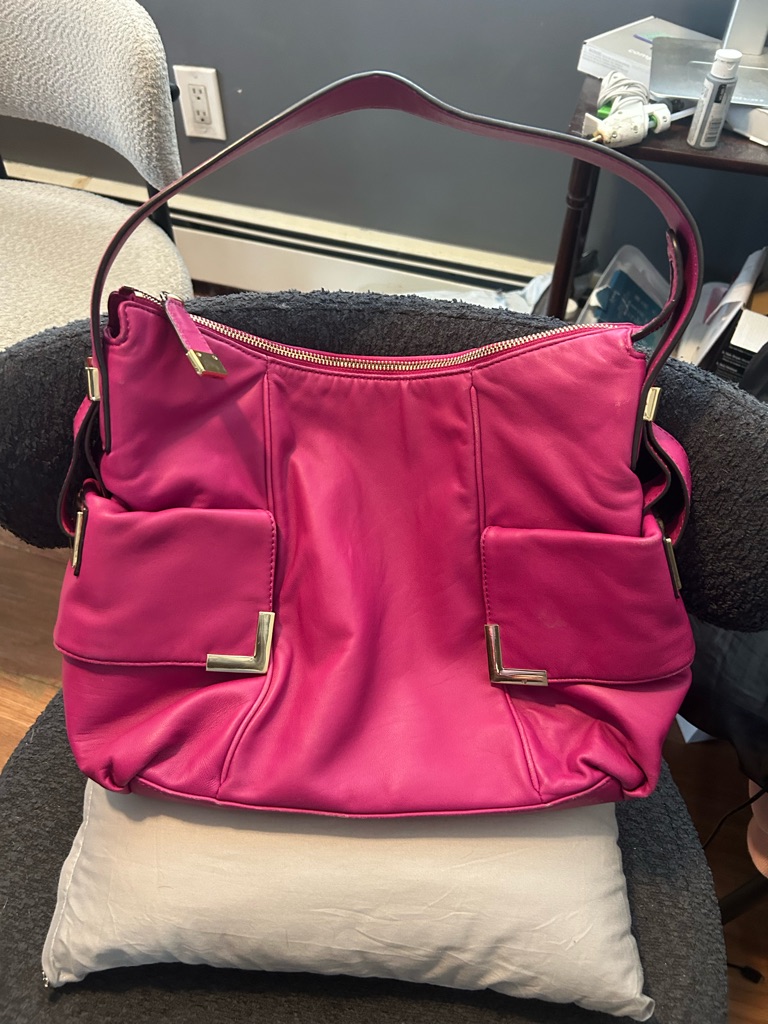 Michael Kors Beverly Hot Pink Shoulder Bag With Gold Accents